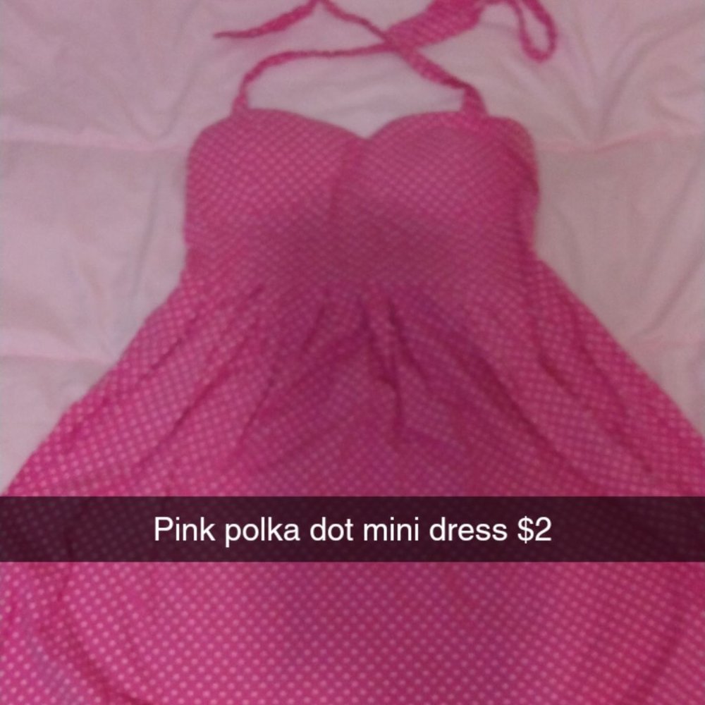 Pink polka dot mini dress